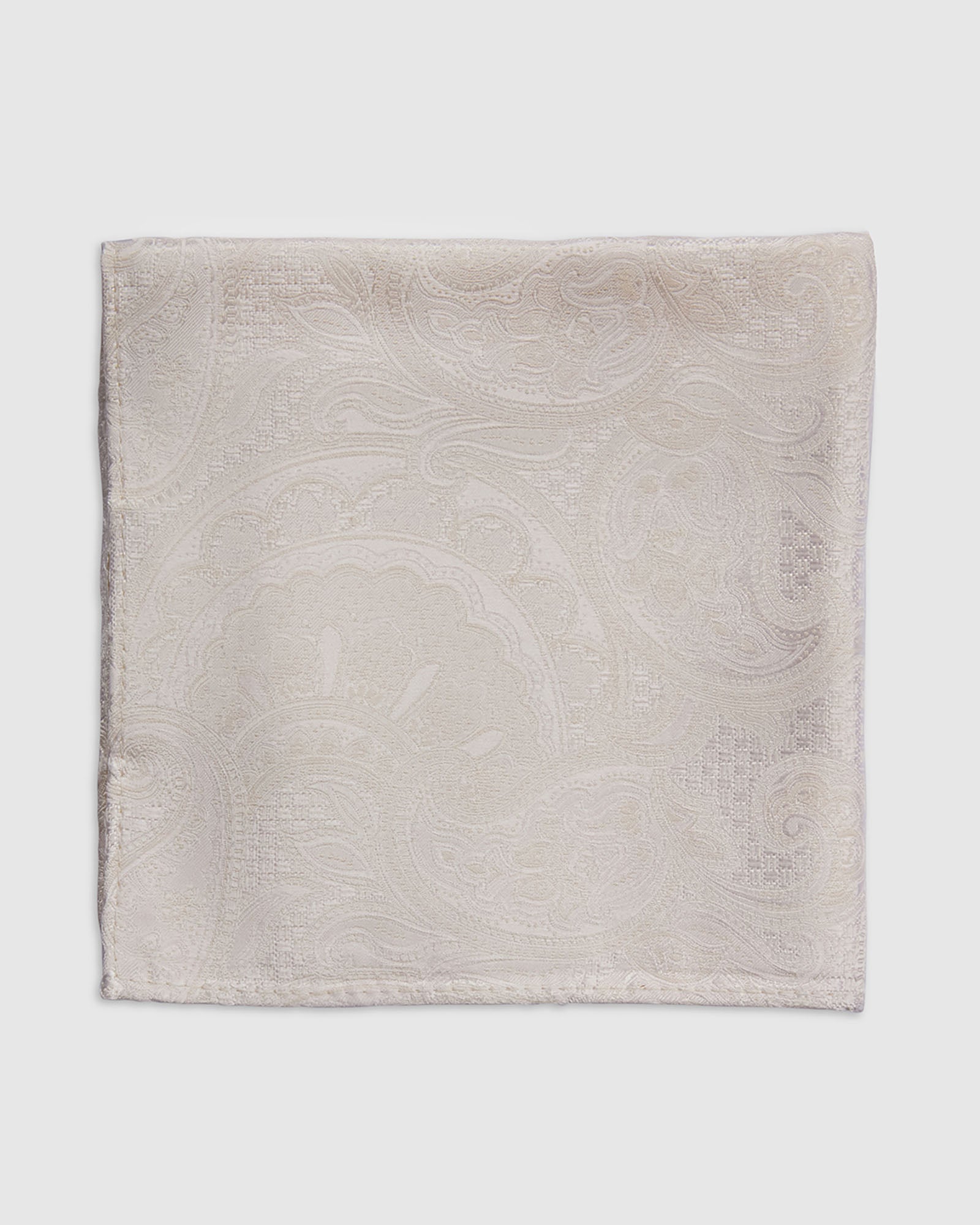 FLORAL SILK POCKET SQUARE - IVORY