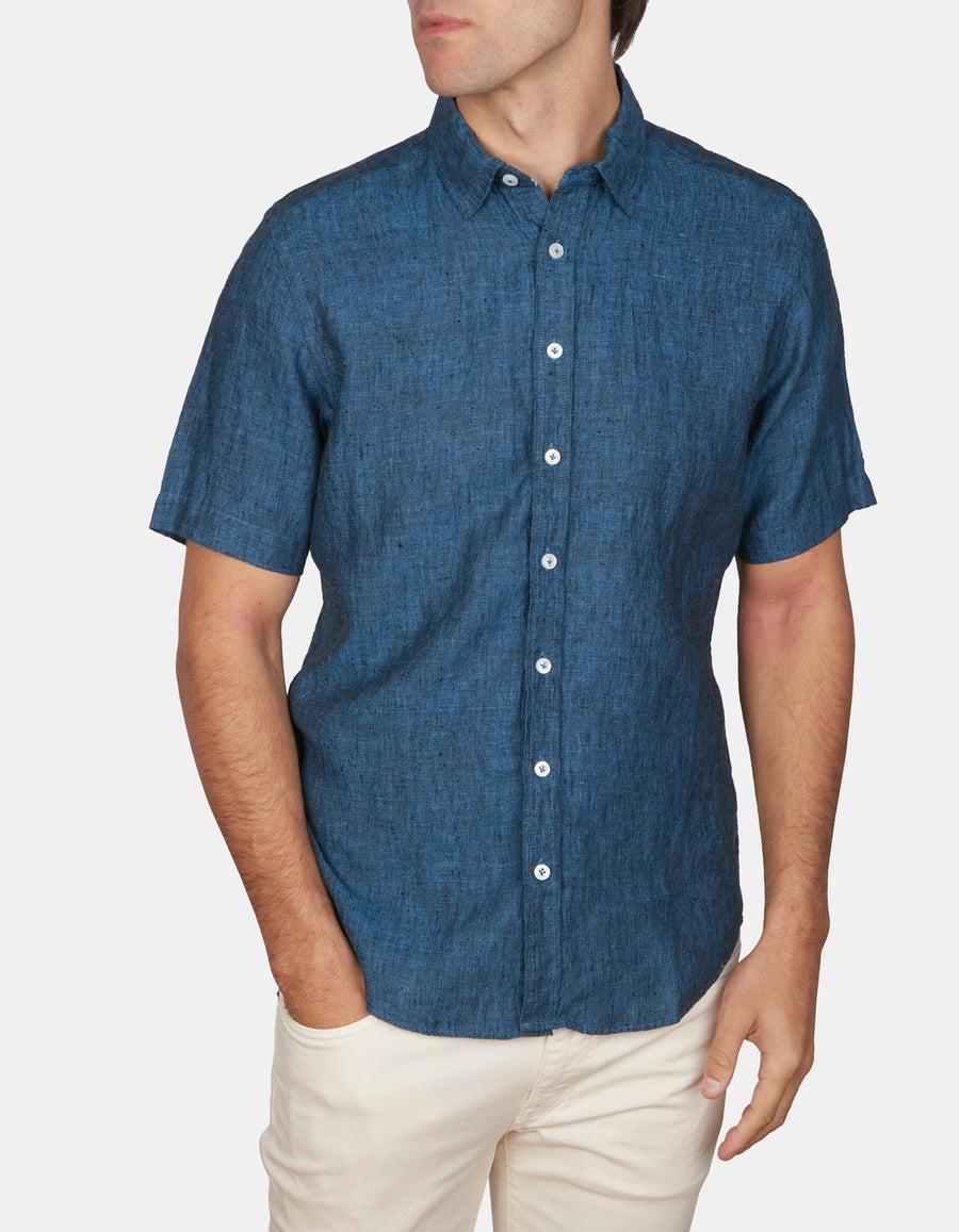 Pure Linen Shirt Slim Fit Short Sleeve