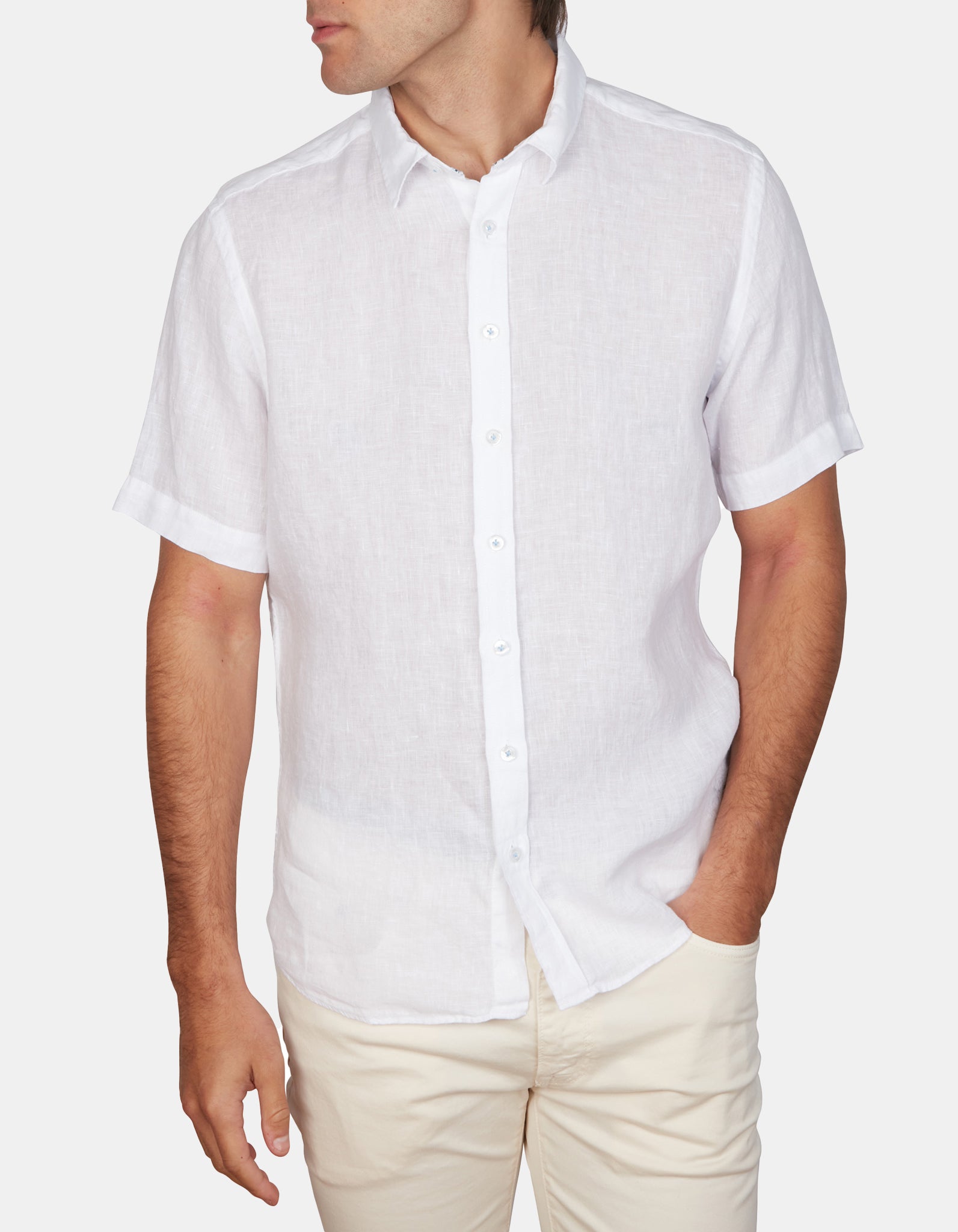 PURE LINEN SHIRT SLIM FIT SHORT SLEEVE