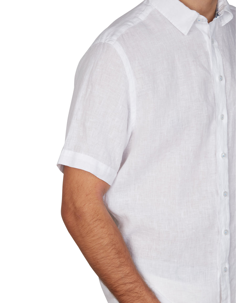 Pure Linen Shirt Slim Fit Short Sleeve